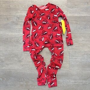 NEW Kids Cat & Jack Red Santa Hat Pajama Set Size 8